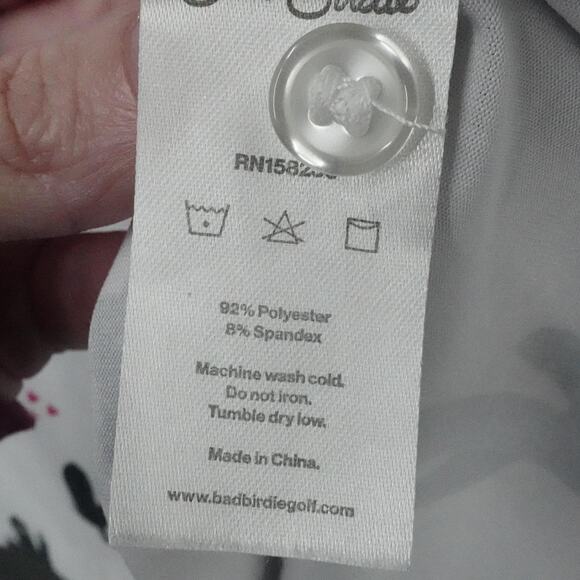 Bad Birdie Shirt Mens Large White Cactus Print Polo Golf Performance Stretch - Picture 14 of 15